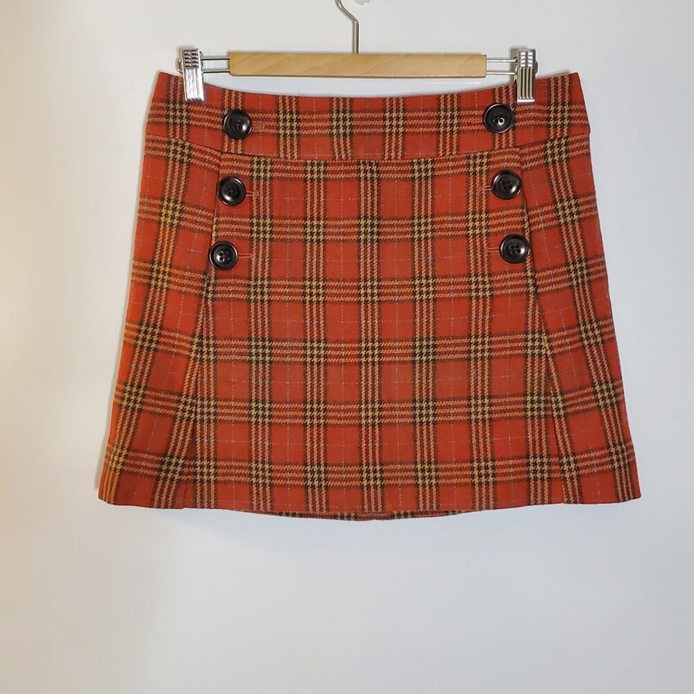Gap Orange plaid Wool blend Low Rise mini skirt Size 4 Excellent condition